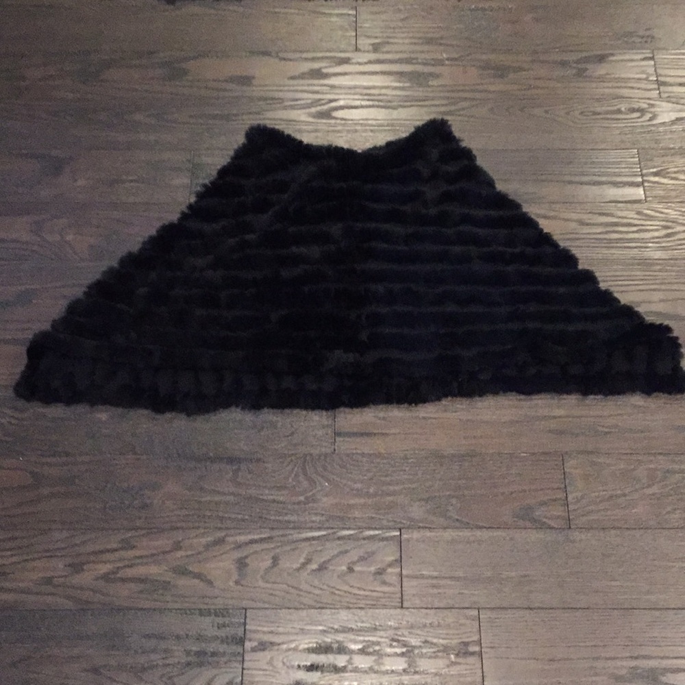 BCBG black fur poncho